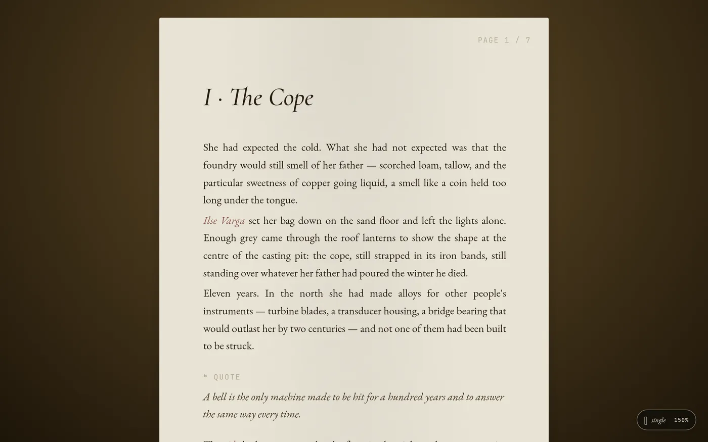 The same page under the study lamp atmosphere