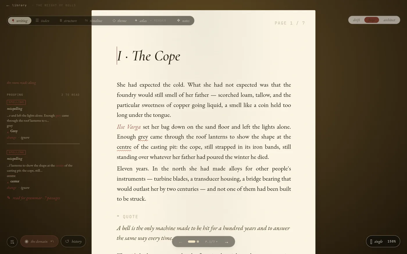 the page · study lamp · forge mode